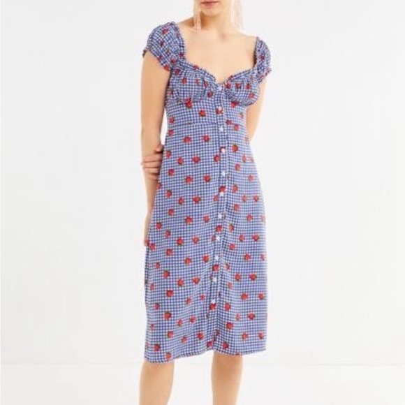 Urban Outfitters Women's XS Strawberry Dress Y2K milkmade Cottagecore Gingham - Picture 6 of 7